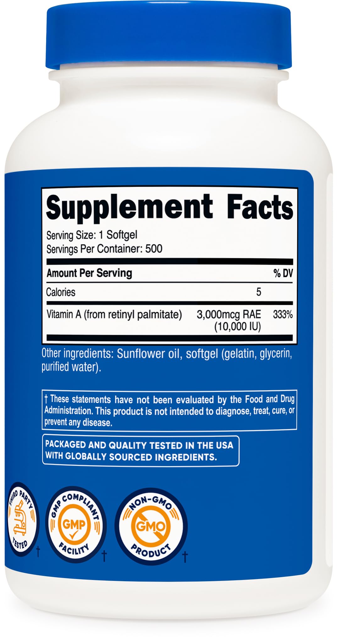 Nutricost Vitamin A 10,000 IU – 500 Softgels | Non-GMO, Gluten Free