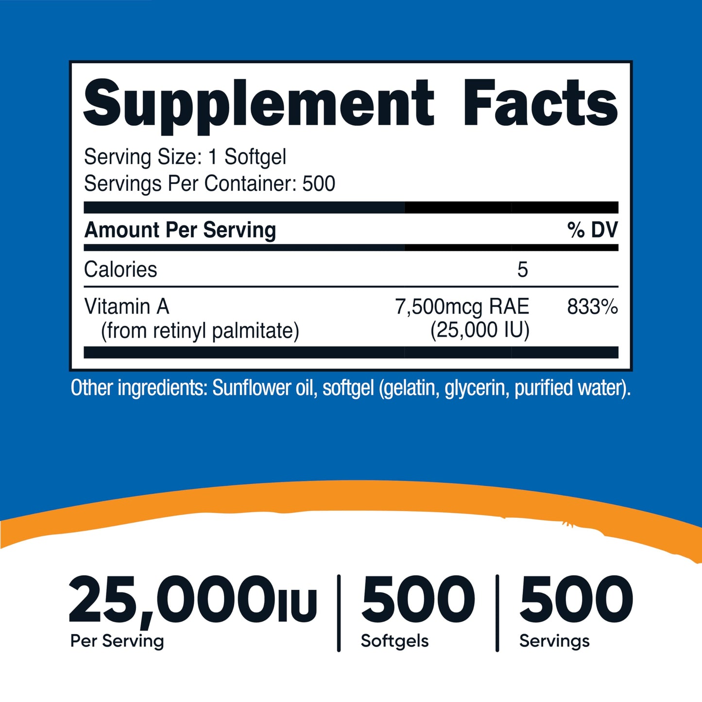 Nutricost Vitamin A 25,000 IU - 500 Softgels | Non-GMO, Gluten Free