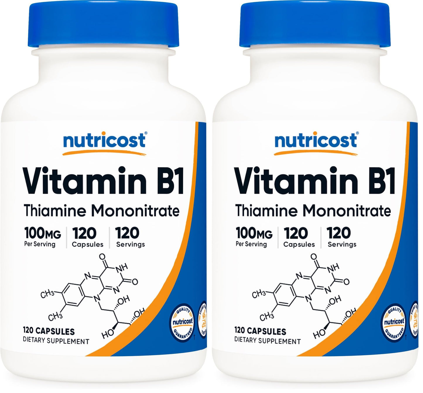 Nutricost Vitamin B1 100mg - 120 Caps | Gluten Free & Non-GMO (Pack of 2)