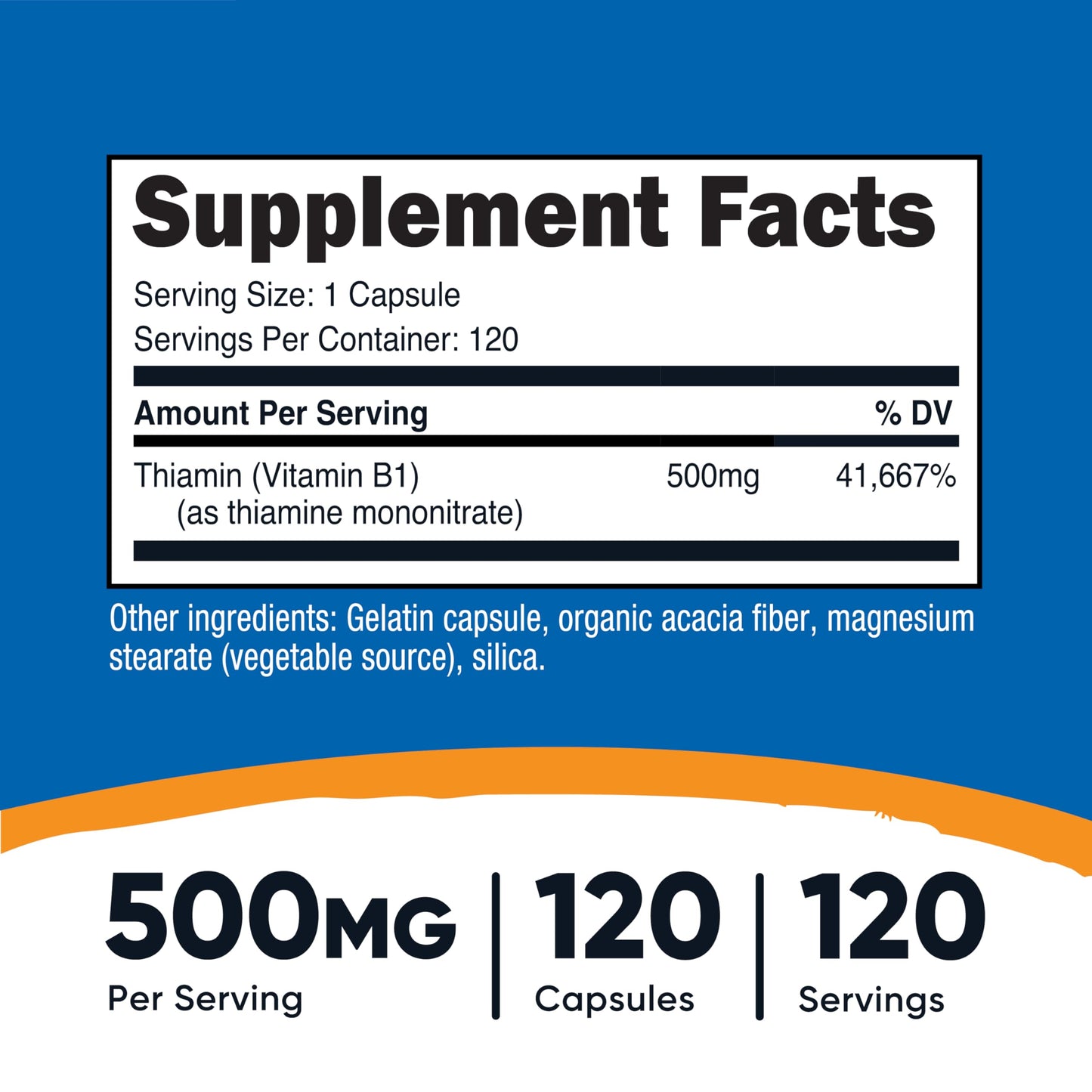 Nutricost Vitamin B1 (Thiamine) 500mg – 120 Capsules