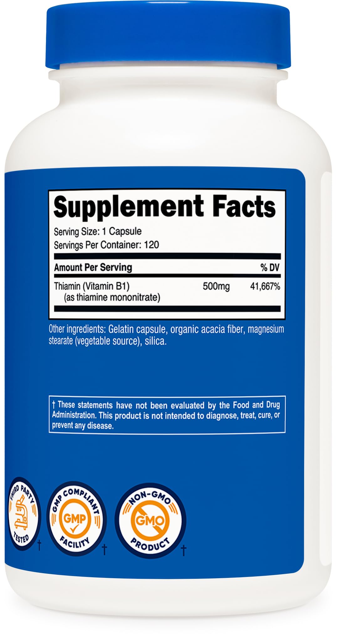 Nutricost Vitamin B1 (Thiamine) 500mg – 120 Capsules
