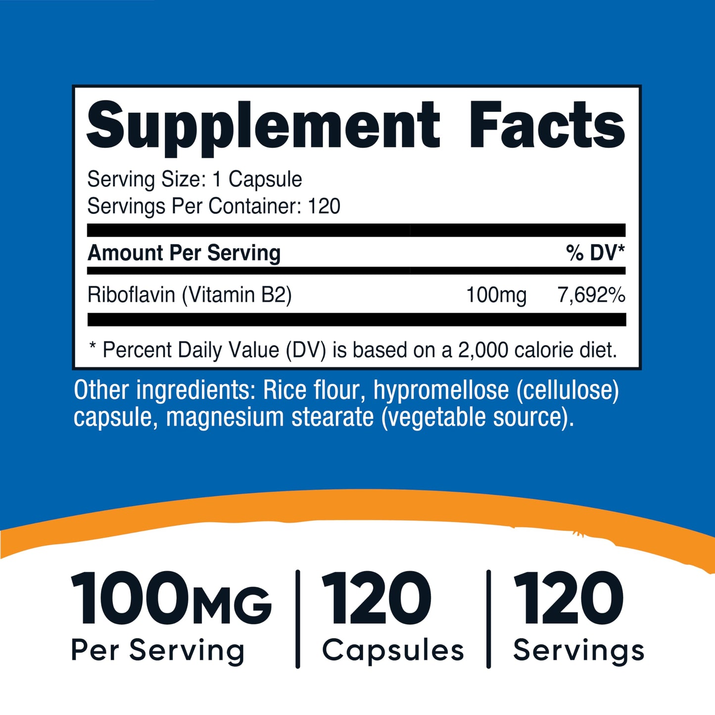 Nutricost Vitamin B2 100mg Riboflavin - 120 Capsules, Gluten Free & Non-GMO