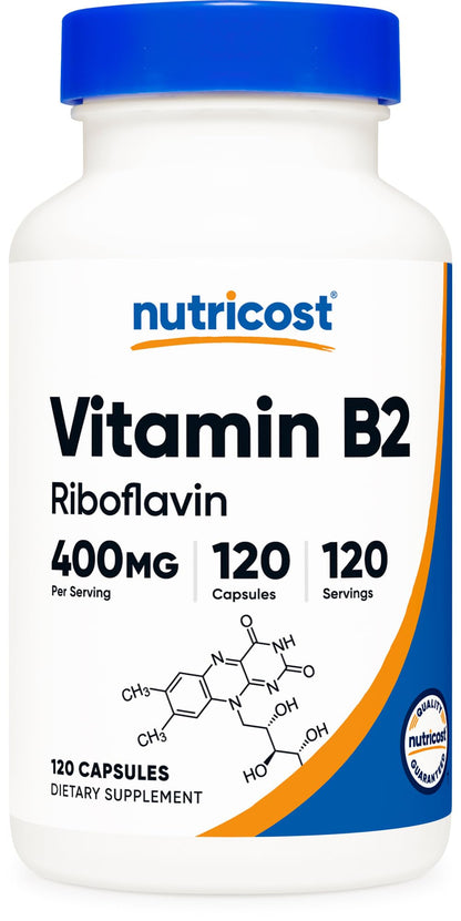 Nutricost Vitamin B2 (Riboflavin) 400mg, 120 Capsules - Gluten Free, Non-GMO