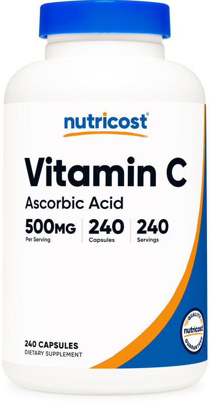 Nutricost Vitamin C 500mg – 240 Capsules | Vegetarian, Gluten Free & Non-GMO