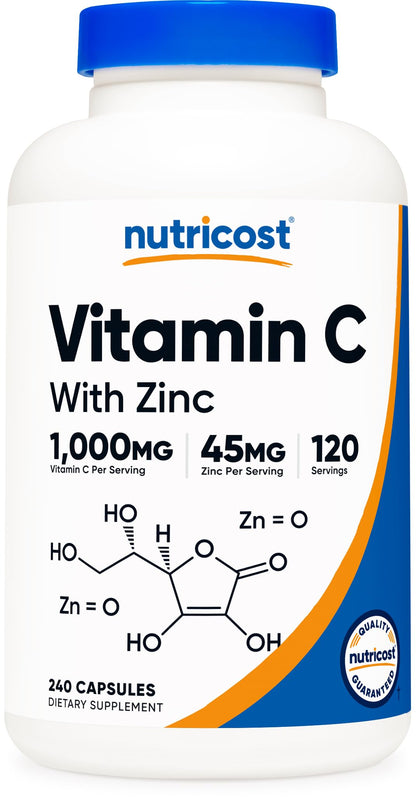 Nutricost Vitamin C with Zinc Capsules – 120 Servings