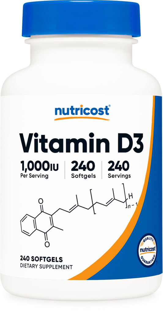 Nutricost Vitamin D3 1000 IU Softgels – 240 Softgels, Non-GMO & Gluten Free BritishVita | Premium UK Vitamins & Wellness Supplements