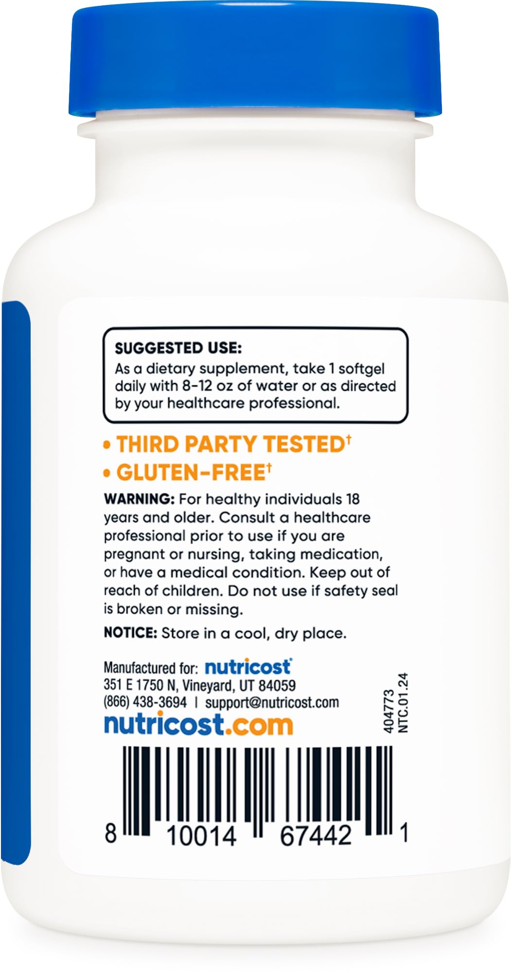Nutricost Vitamin D3 1000 IU Softgels – 240 Softgels, Non-GMO & Gluten Free