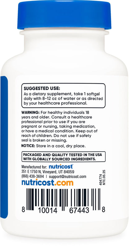 Nutricost Vitamin D3 2000 IU Softgels – 240 Softgels – Non-GMO & Gluten Free