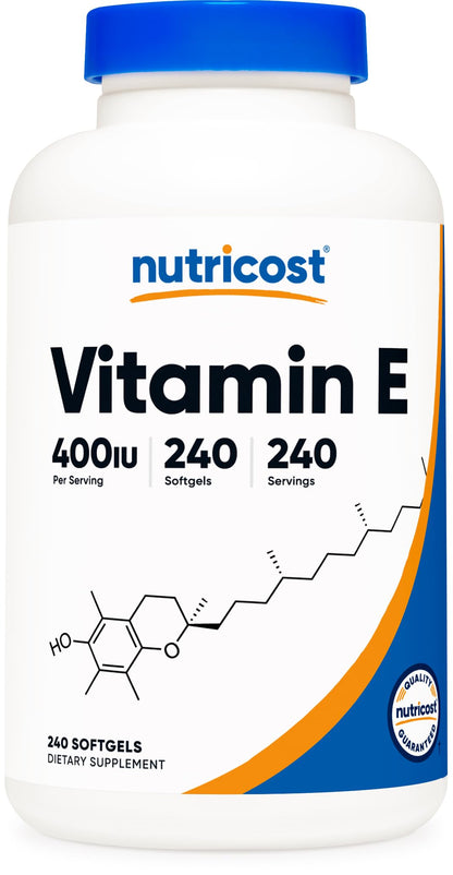 Nutricost Vitamin E 400 IU | 240 Softgel Capsules – Gluten Free, Non-GMO