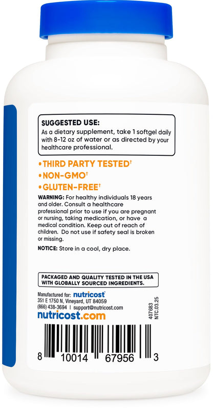 Nutricost Vitamin E 400 IU | 240 Softgel Capsules – Gluten Free, Non-GMO