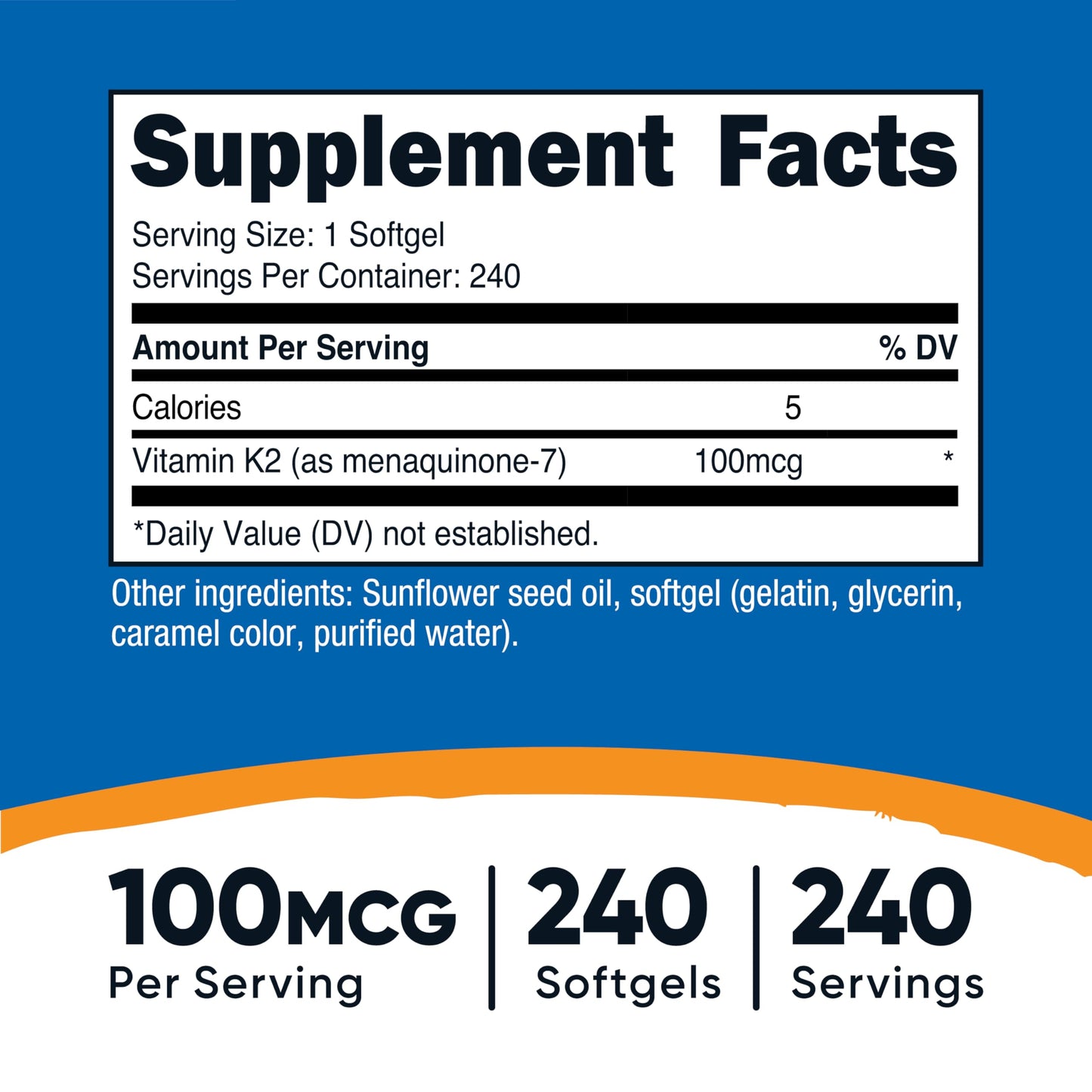 Nutricost Vitamin K2 MK-7 100 mcg - 240 Softgels | Gluten Free & Non-GMO (Pack of 2)