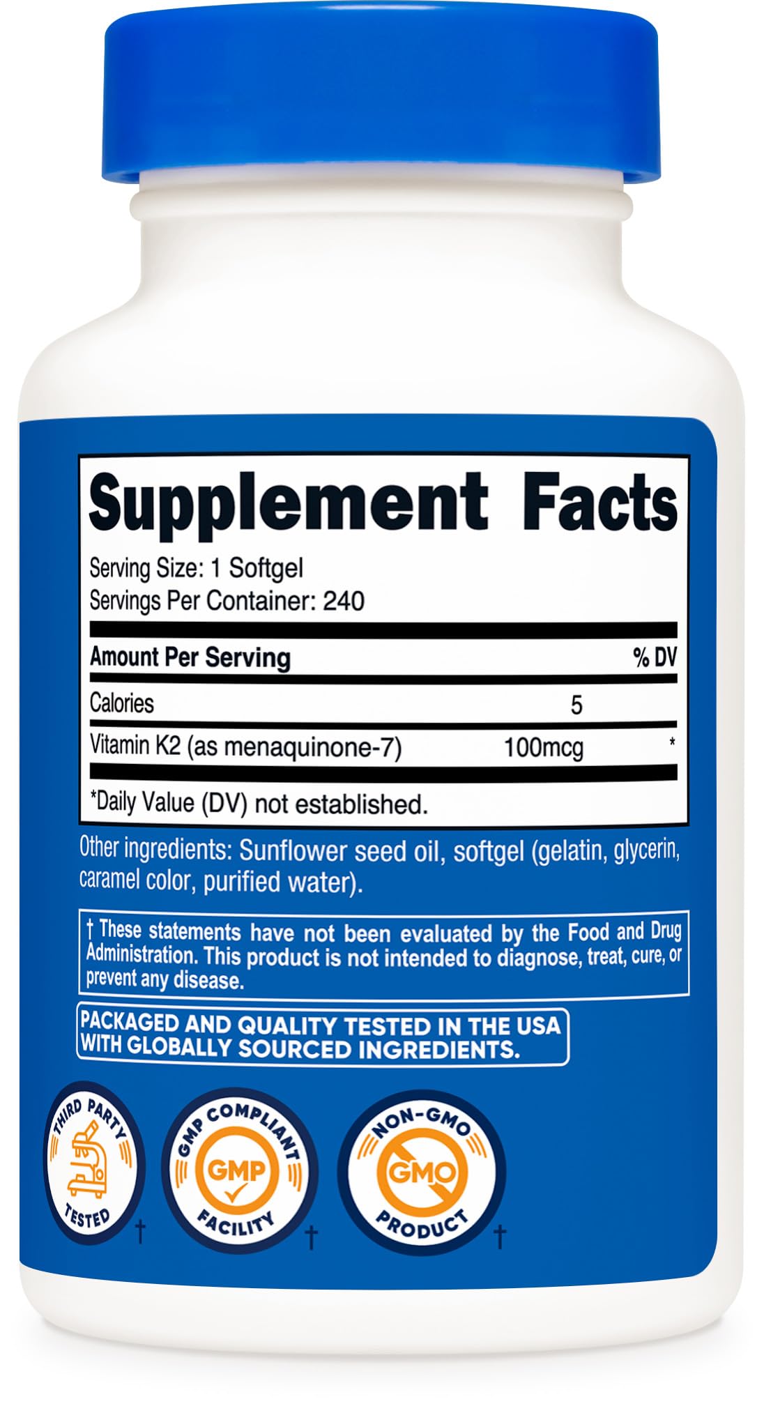 Nutricost Vitamin K2 MK-7 100 mcg - 240 Softgels | Gluten Free & Non-GMO (Pack of 2)