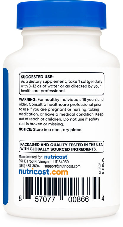 Nutricost Vitamin K2 MK7 100 mcg + Vitamin D3 5000 IU | 120 Softgels | Gluten Free, Non-GMO