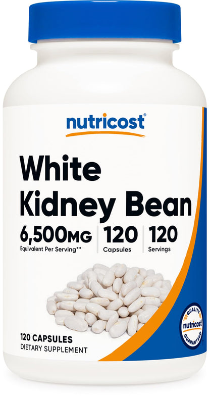 Nutricost White Kidney Bean Capsules 6,500mg Equivalent per Serving — 120 Vegetarian Capsules | Gluten Free & Non-GMO