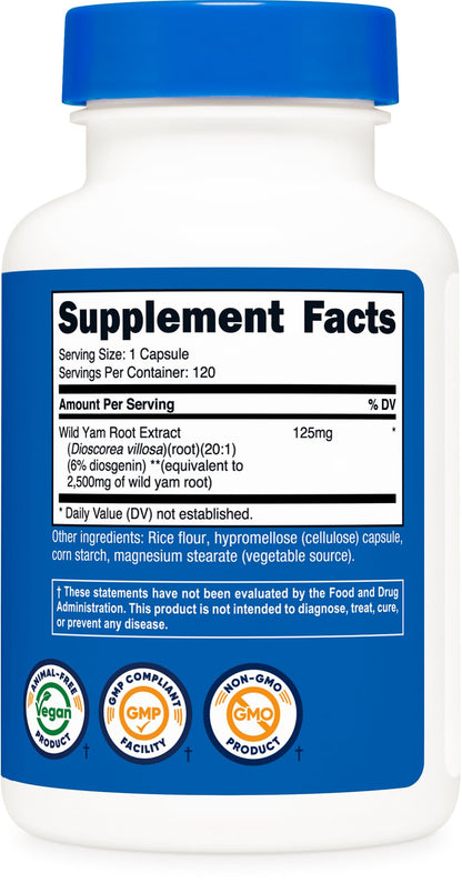Nutricost Wild Yam Root - 2,500mg Equivalent, 120 Capsules, Vegan & Gluten-Free