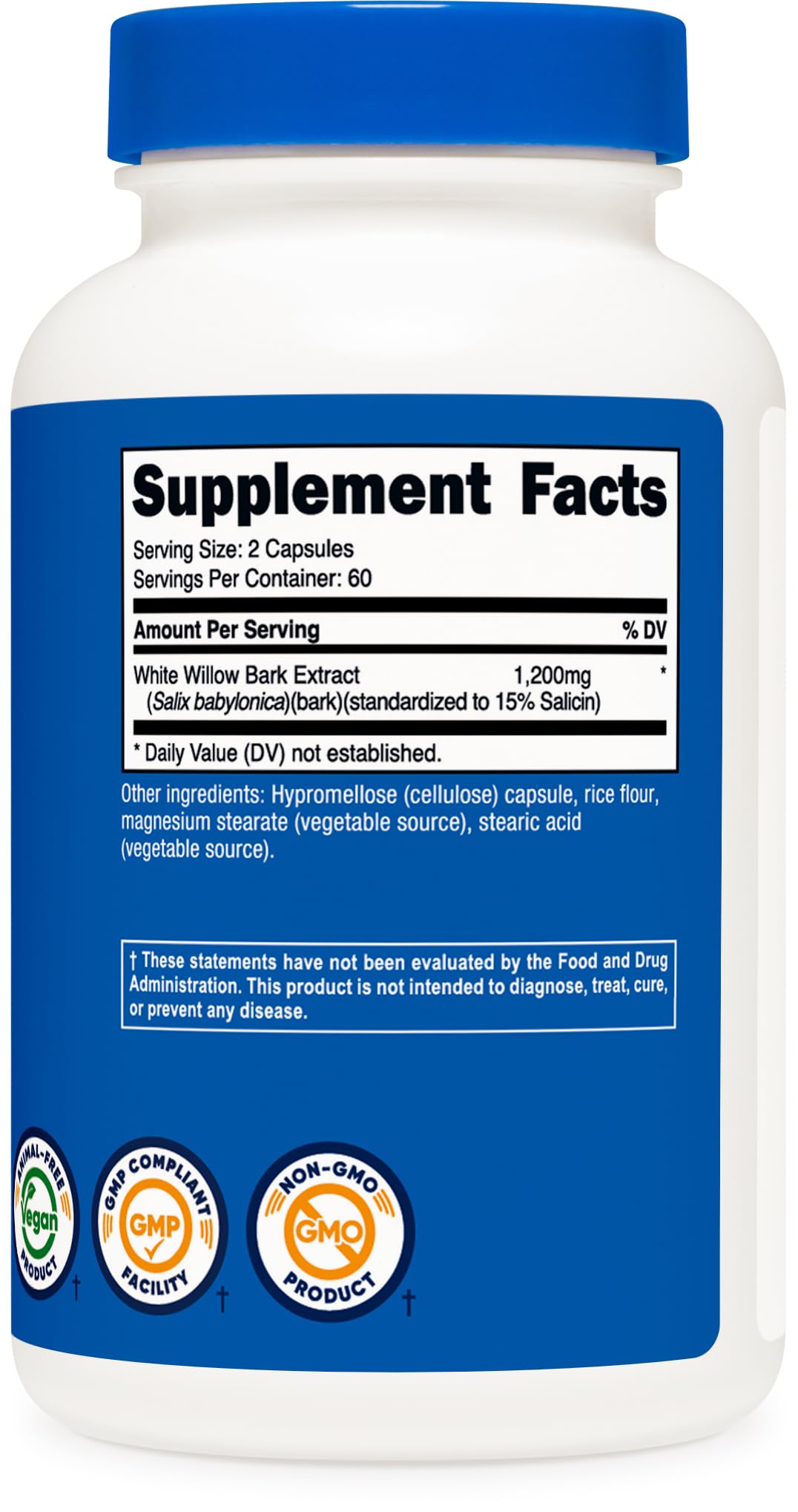 Nutricost White Willow Bark Capsules – 1200 mg per Serving, 60 Servings (120 Capsules)