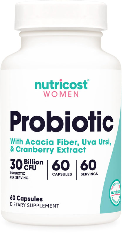 Nutricost Probiotic for Women 30B CFU - 60 Capsules | Acacia Fiber, Uva Ursi & Cranberry | Non-GMO & Gluten Free