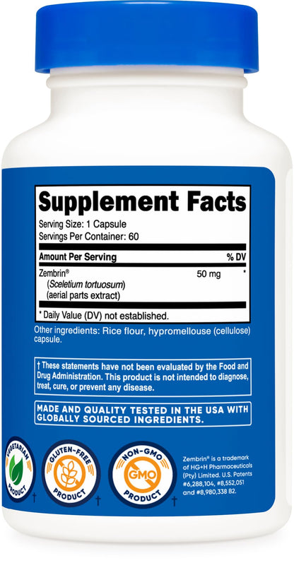 Nutricost Zembrin Sceletium Tortuosum 60 Capsules 50mg Vegetarian Non-GMO Gluten Free