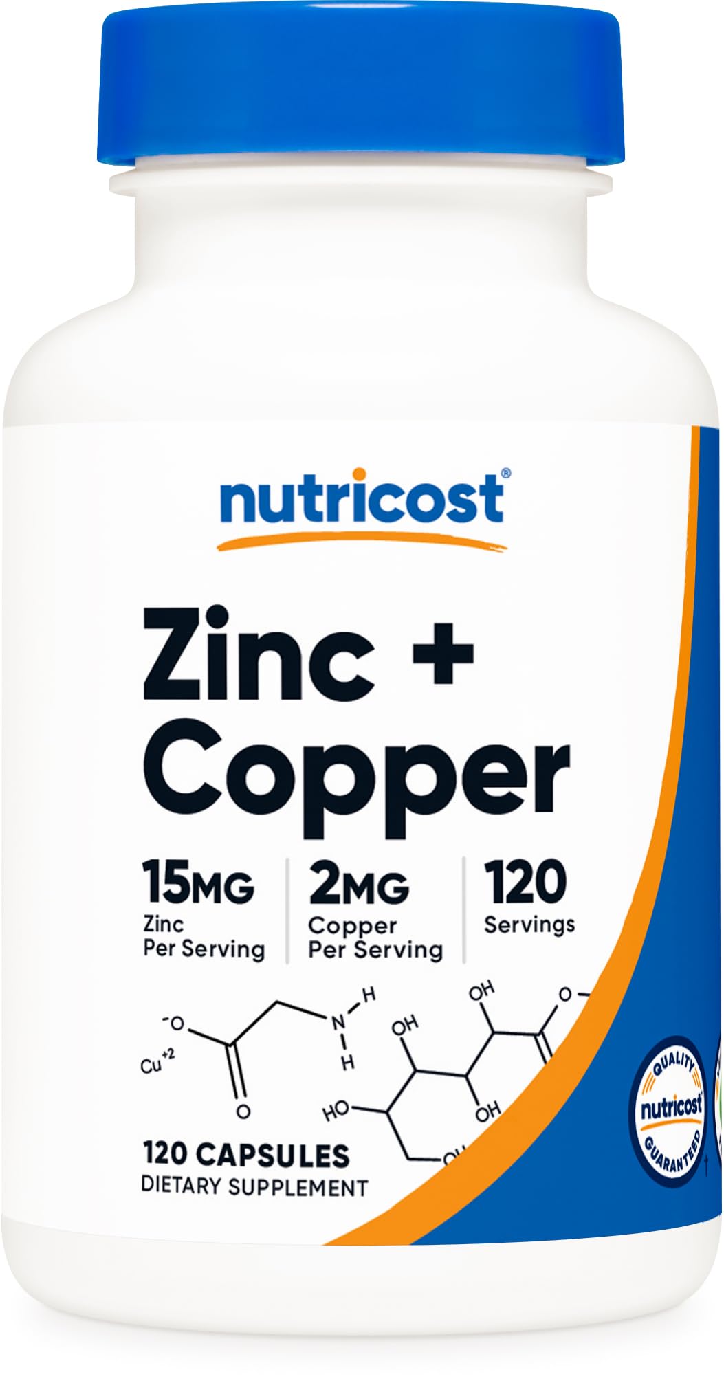 Nutricost Zinc + Copper Capsules (120 Servings) - 15mg Zinc + 2mg Copper per Serving | Non-GMO, Vegetarian