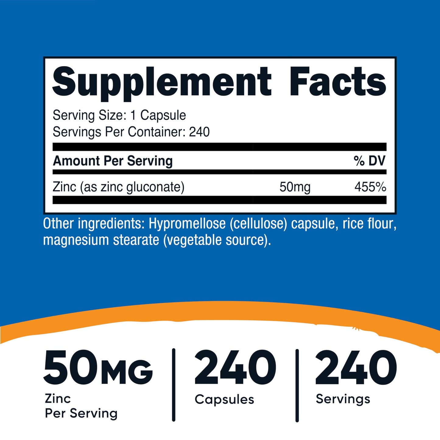 Nutricost Zinc Gluconate 240 Capsules - 50 mg, Gluten Free and Non-GMO