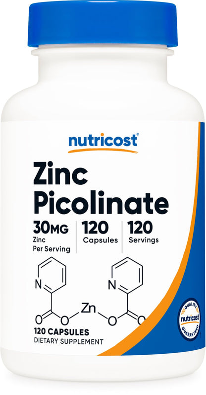 Nutricost Zinc Picolinate 30mg - 120 Capsules | Gluten Free & Non-GMO