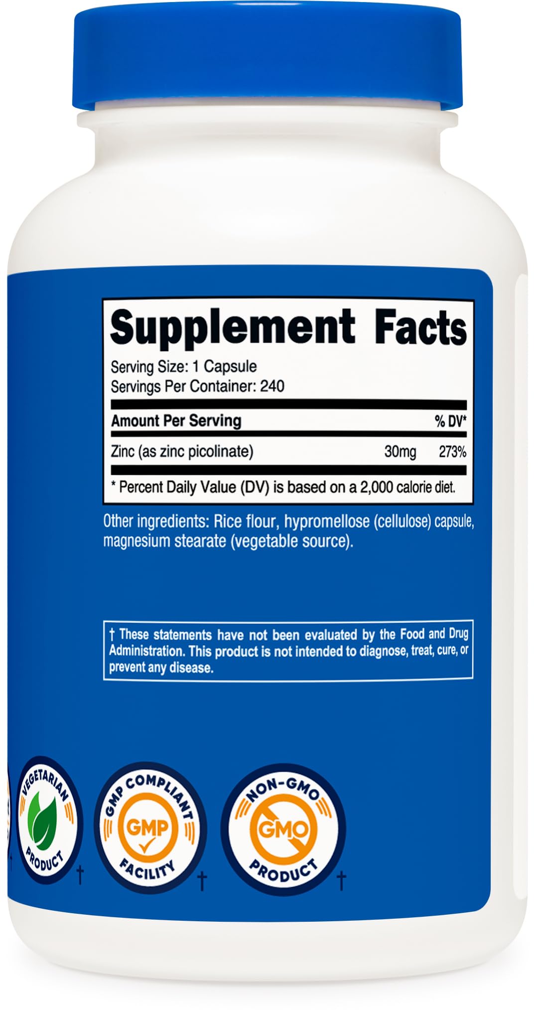 Nutricost Zinc Picolinate 30mg – 240 Capsules | Gluten Free & Non-GMO