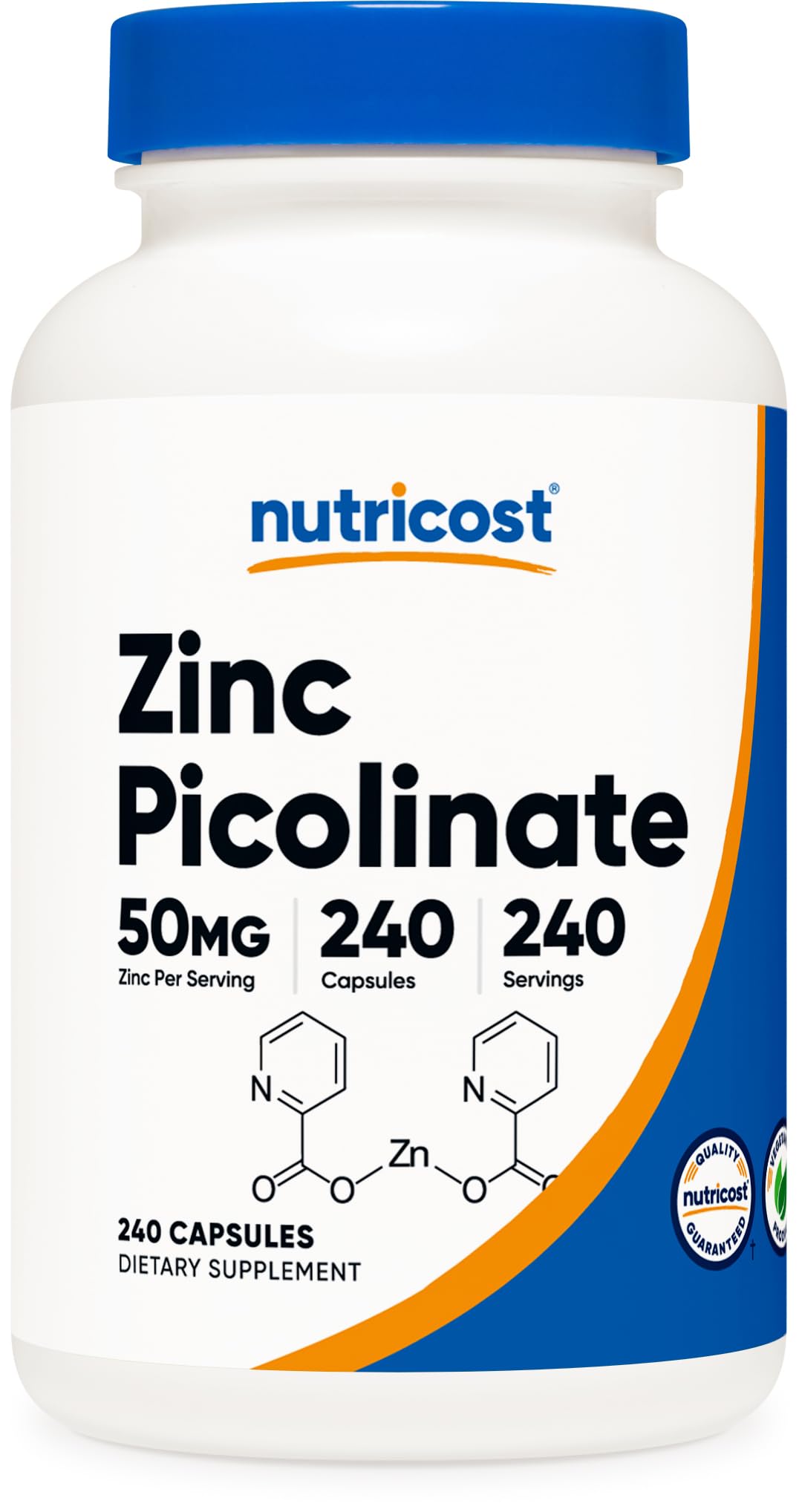 Nutricost Zinc Picolinate 50mg – 240 Vegetarian Capsules | Gluten Free & Non-GMO