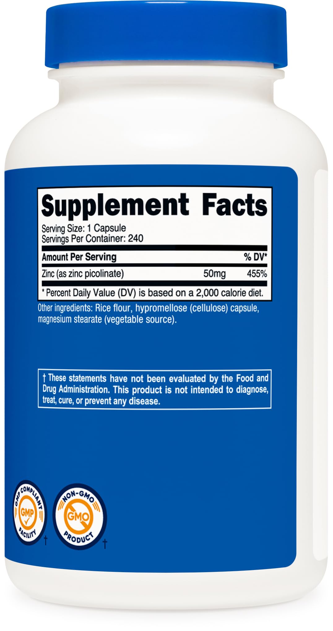 Nutricost Zinc Picolinate 50mg – 240 Vegetarian Capsules | Gluten Free & Non-GMO
