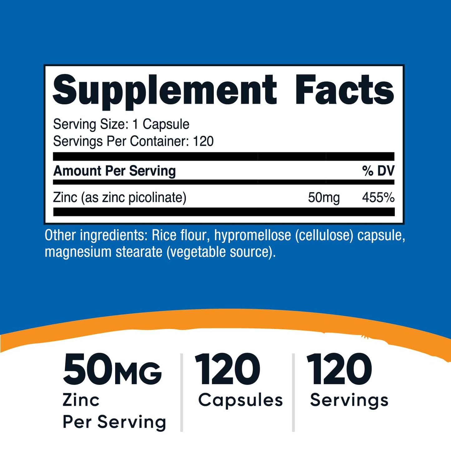 Nutricost Zinc Picolinate 50mg - 120 Vegetarian Capsules | Gluten Free & Non-GMO