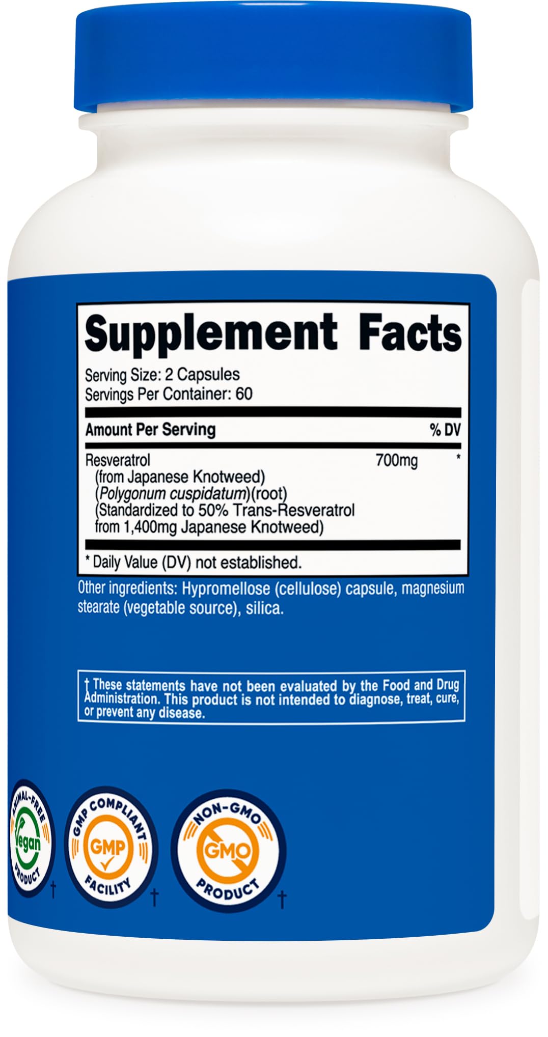Nutricost Resveratrol 700mg - 120 Capsules | Vegan, Gluten Free, Non-GMO