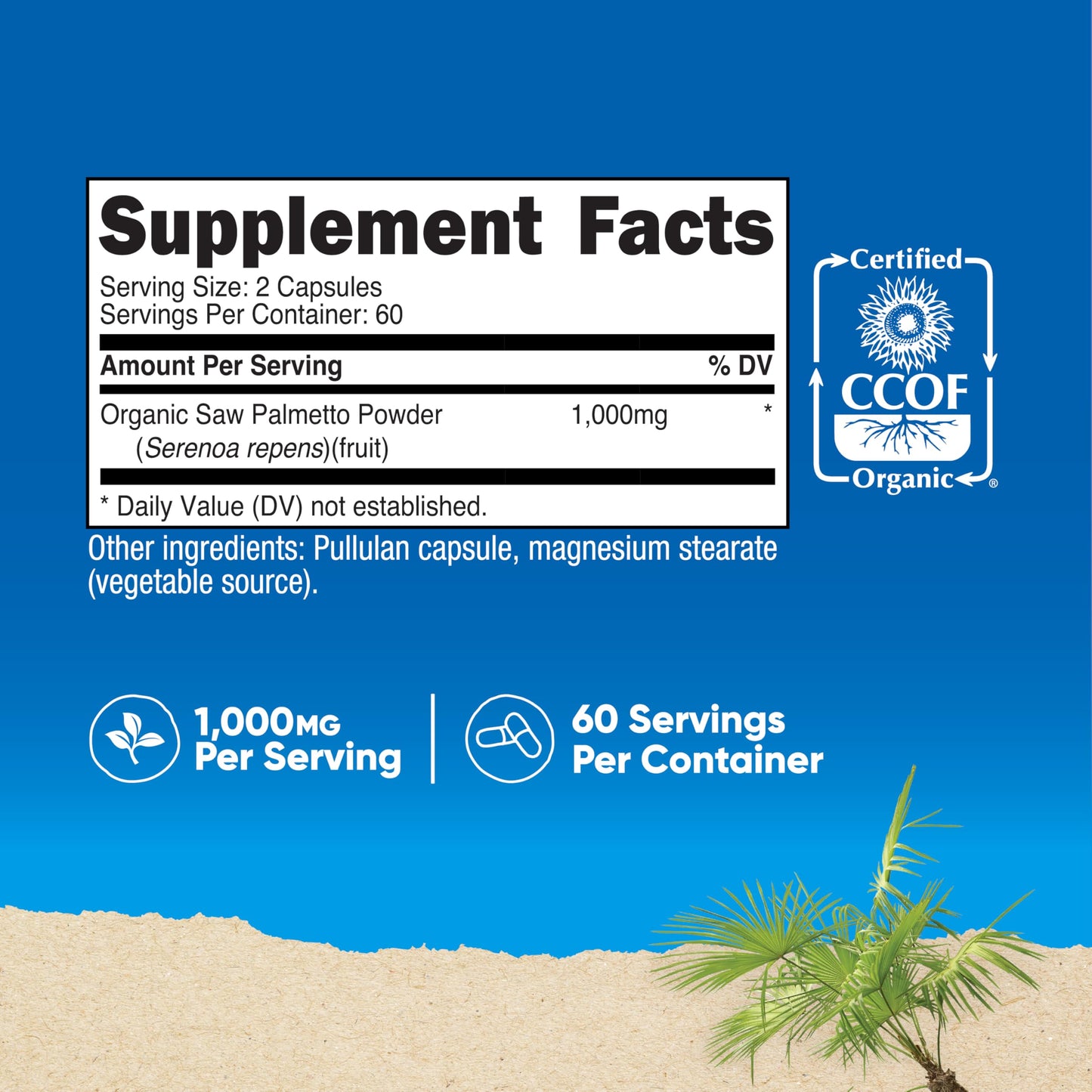 Nutricost Saw Palmetto 1000mg - 120 Capsules | CCOF Organic