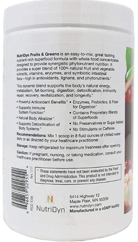 NutriDyn Fruits & Greens Super Vegetox | Organic Probiotic Green Powder 306.4g