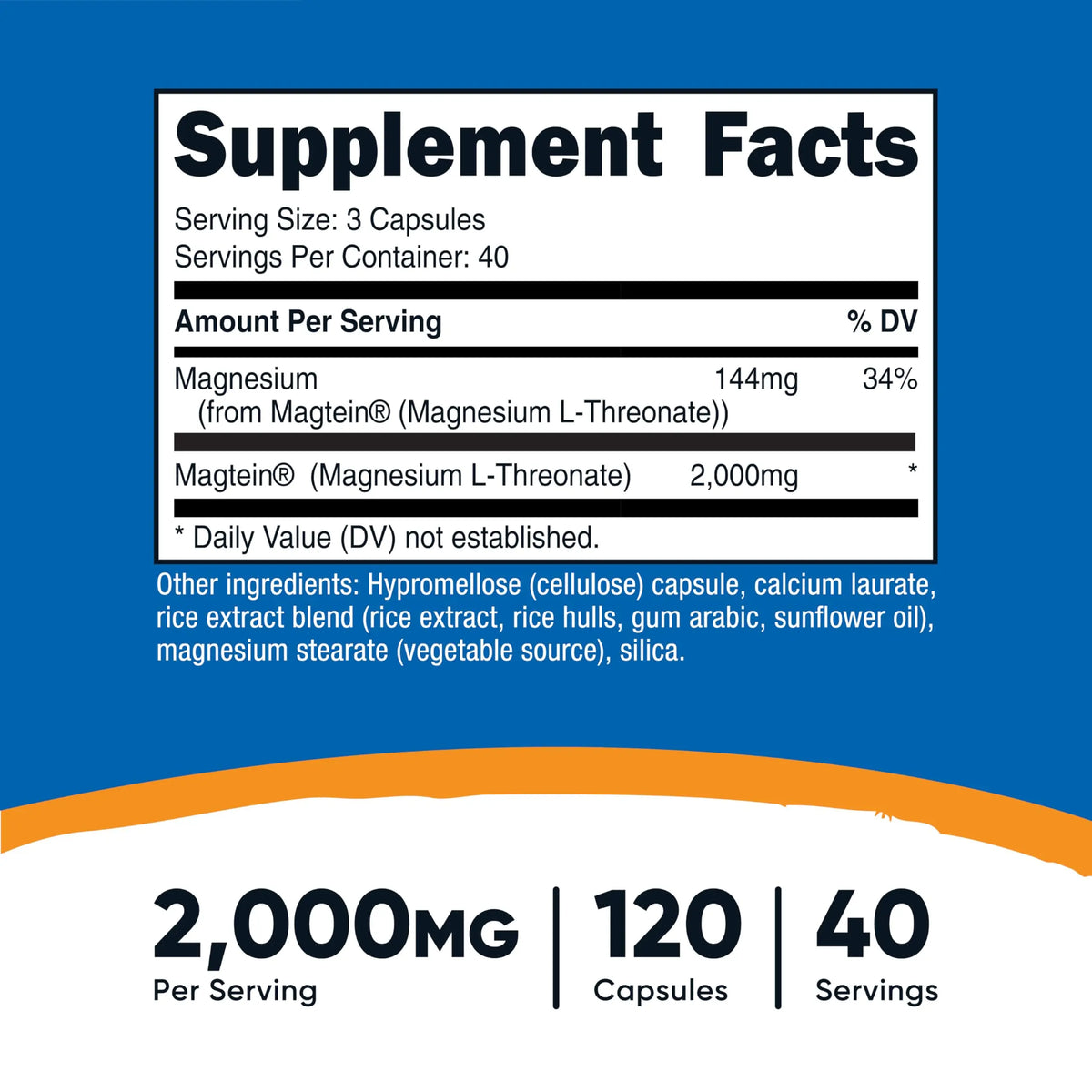 Nutricost Magnesium L-Threonate (Magtein) 2000mg – 120 Capsules – Non-GMO, Gluten Free, Vegetarian Friendly BritishVita | Premium UK Vitamins & Wellness Supplements
