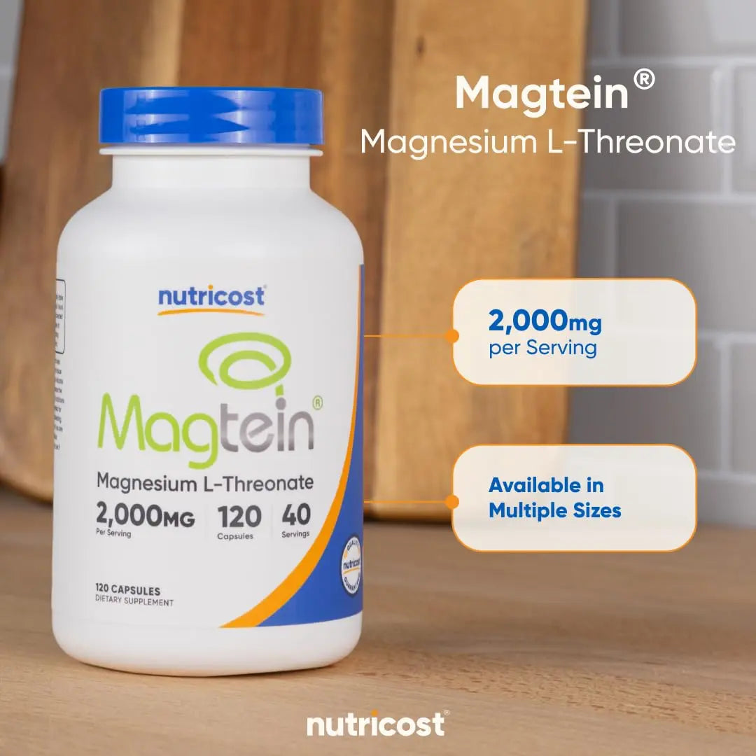 Nutricost Magnesium L-Threonate (Magtein) 2000mg – 120 Capsules – Non-GMO, Gluten Free, Vegetarian Friendly BritishVita | Premium UK Vitamins & Wellness Supplements
