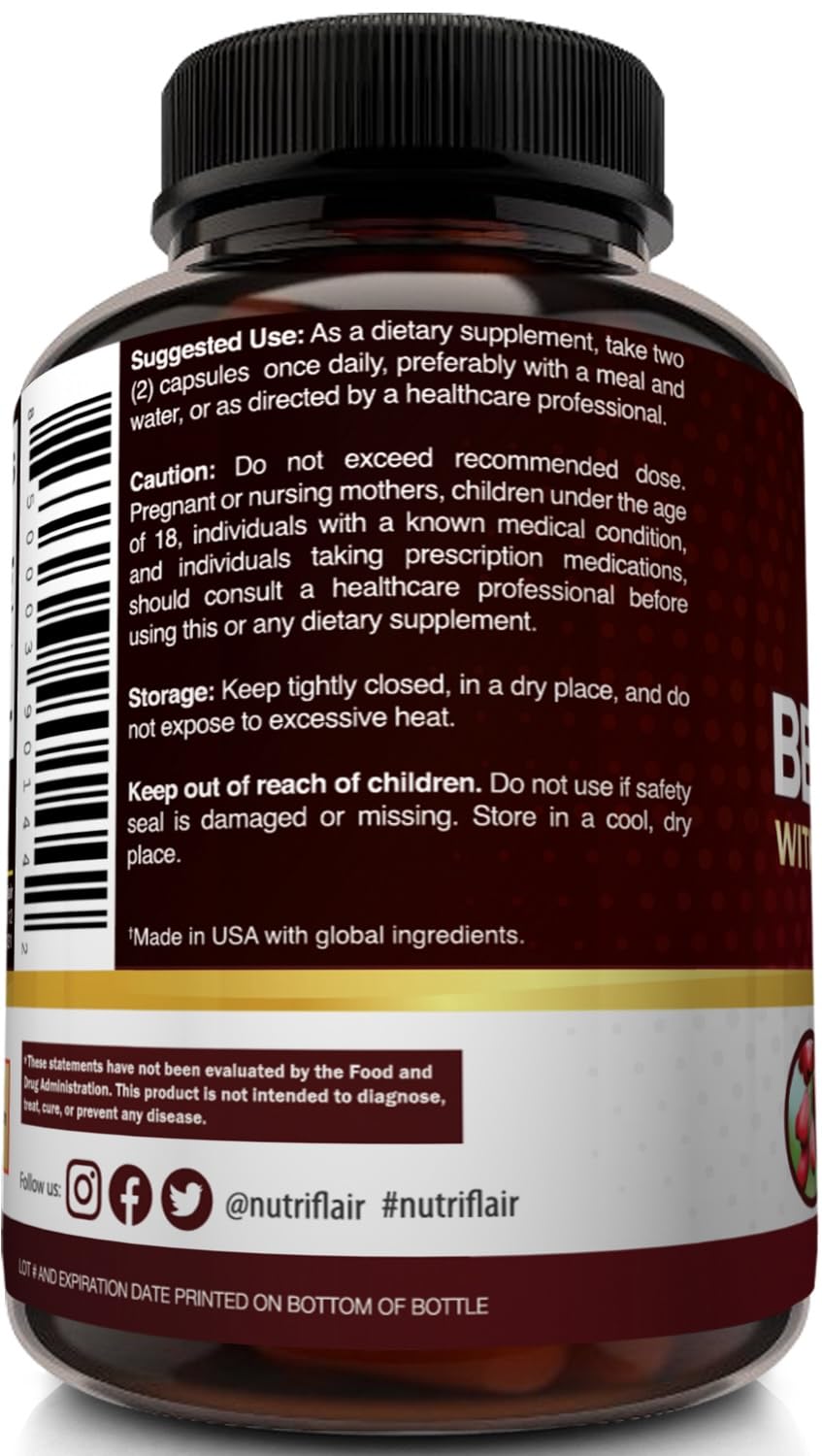 NutriFlair Berberine HCL 1200mg + True Ceylon Cinnamon | 60 Capsules - Immune & Metabolic Support