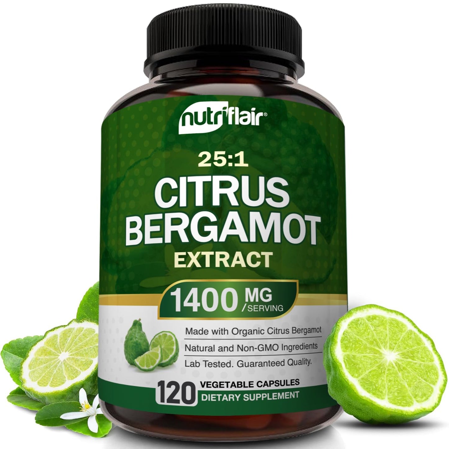 NutriFlair Citrus Bergamot 1400mg - 120 Vegan Capsules | Non-GMO