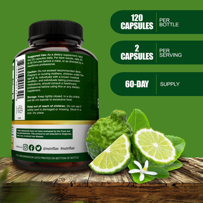 NutriFlair Citrus Bergamot 1400mg - 120 Vegan Capsules | Non-GMO