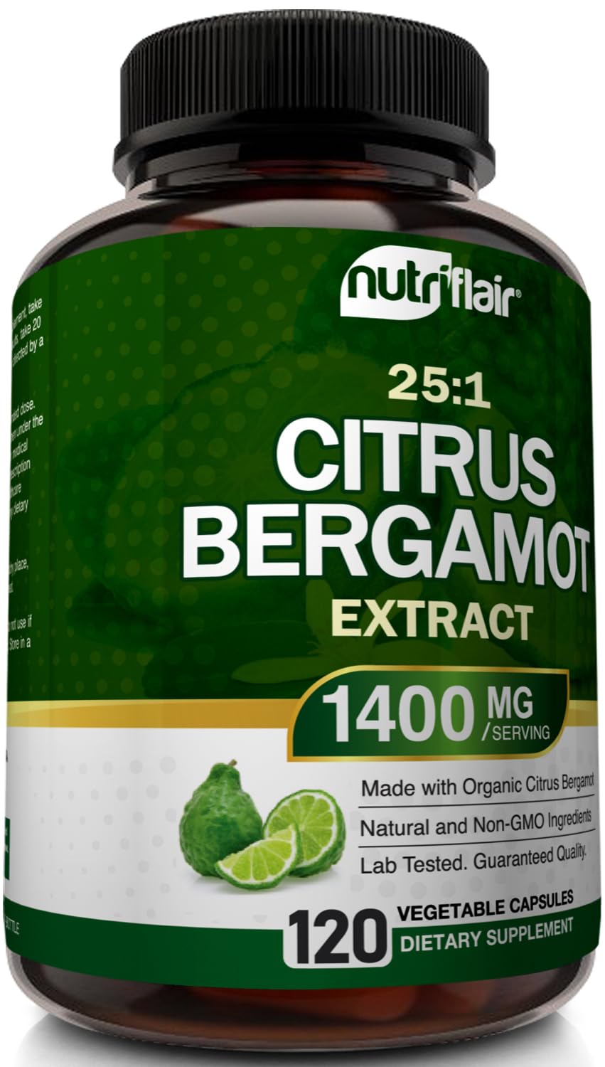 NutriFlair Citrus Bergamot 1400mg - 120 Vegan Capsules | Non-GMO