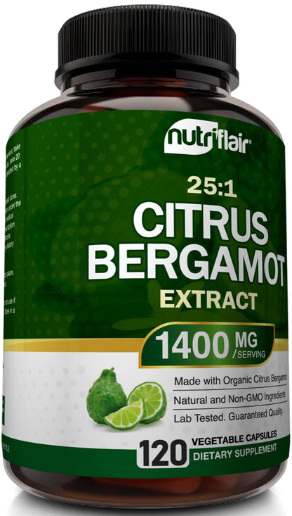 NutriFlair Citrus Bergamot 1400mg - 120 Vegan Capsules | Non-GMO