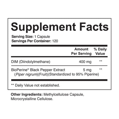NutriFlair DIM 400mg with Bioperine – 120 Capsules | Hormone Balance & Estrogen Metabolism Support