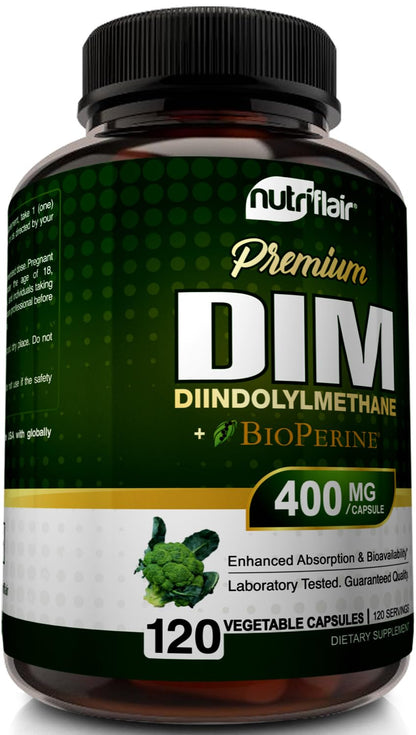NutriFlair DIM 400mg with Bioperine – 120 Capsules | Hormone Balance & Estrogen Metabolism Support