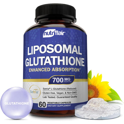 NutriFlair Liposomal Glutathione 700mg - Setria ae Reduced L-Glutathione, 60 Caps