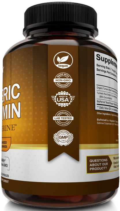 NutriFlair Turmeric Curcumin + BioPerine 1300mg - 180 Capsules
