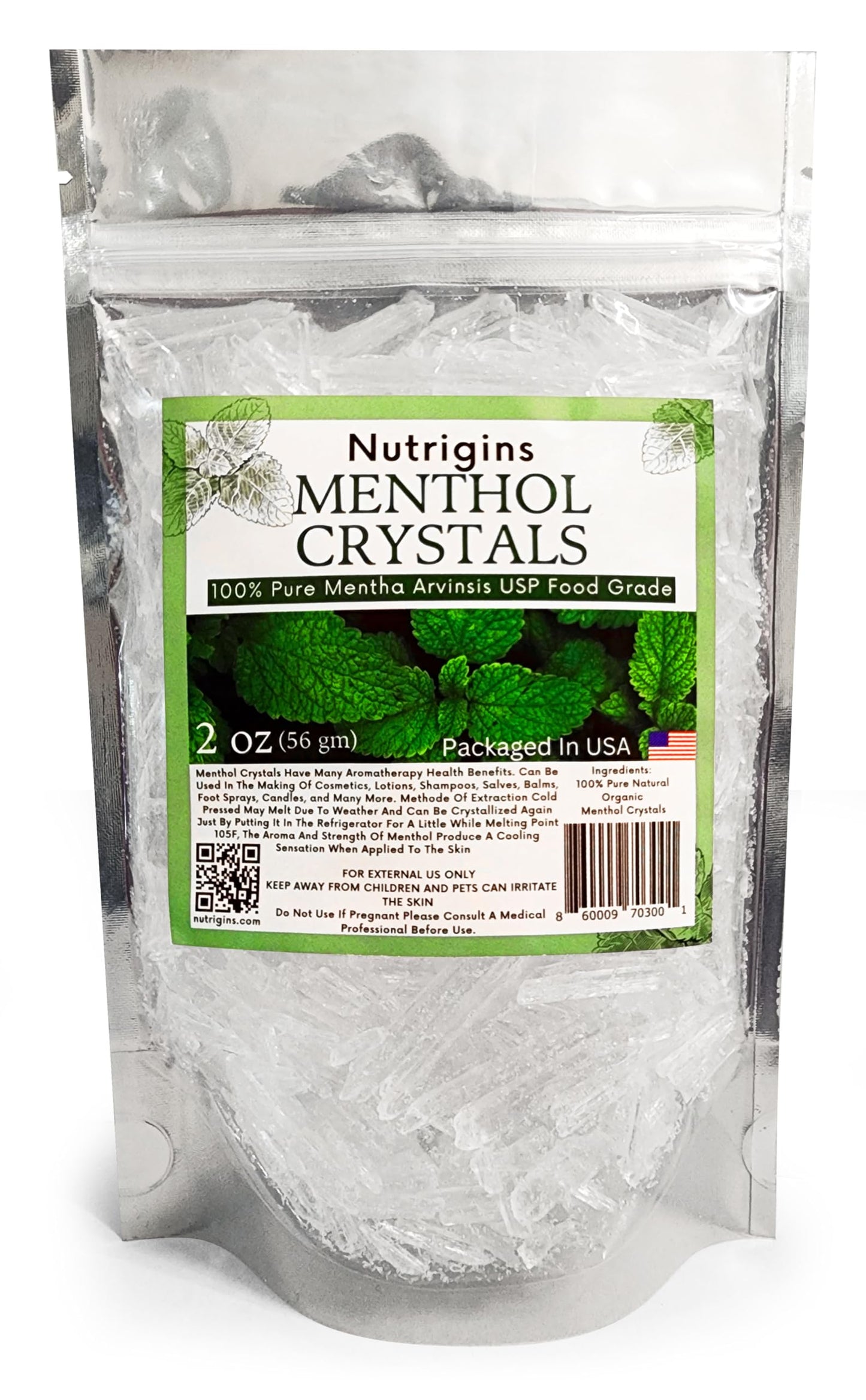 Nutrigins Menthol Crystals 2 oz – Pure Organic, 100% Natural