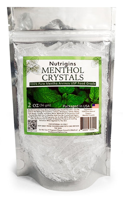 Nutrigins Menthol Crystals 2 oz – Pure Organic, 100% Natural