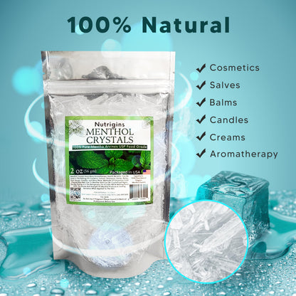 Nutrigins Menthol Crystals 2 oz – Pure Organic, 100% Natural