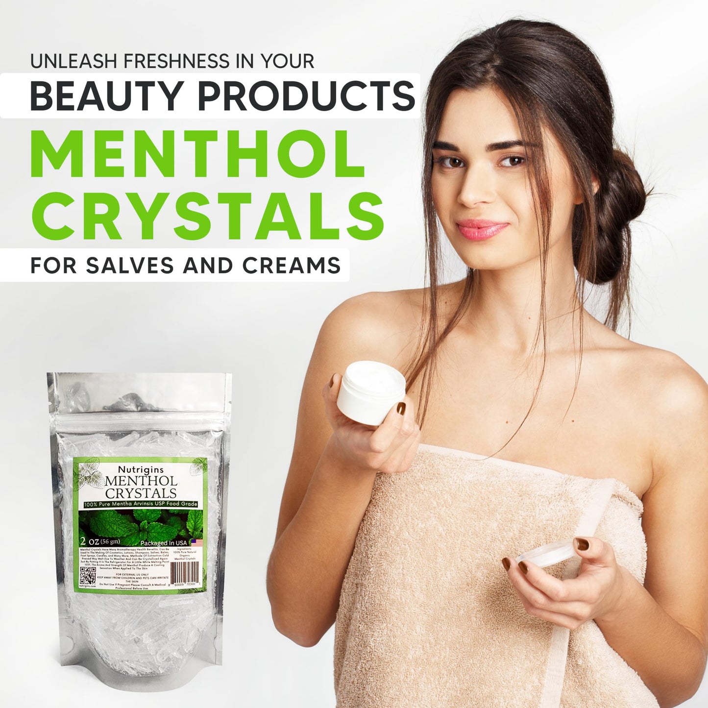 Nutrigins Menthol Crystals 2 oz – Pure Organic, 100% Natural