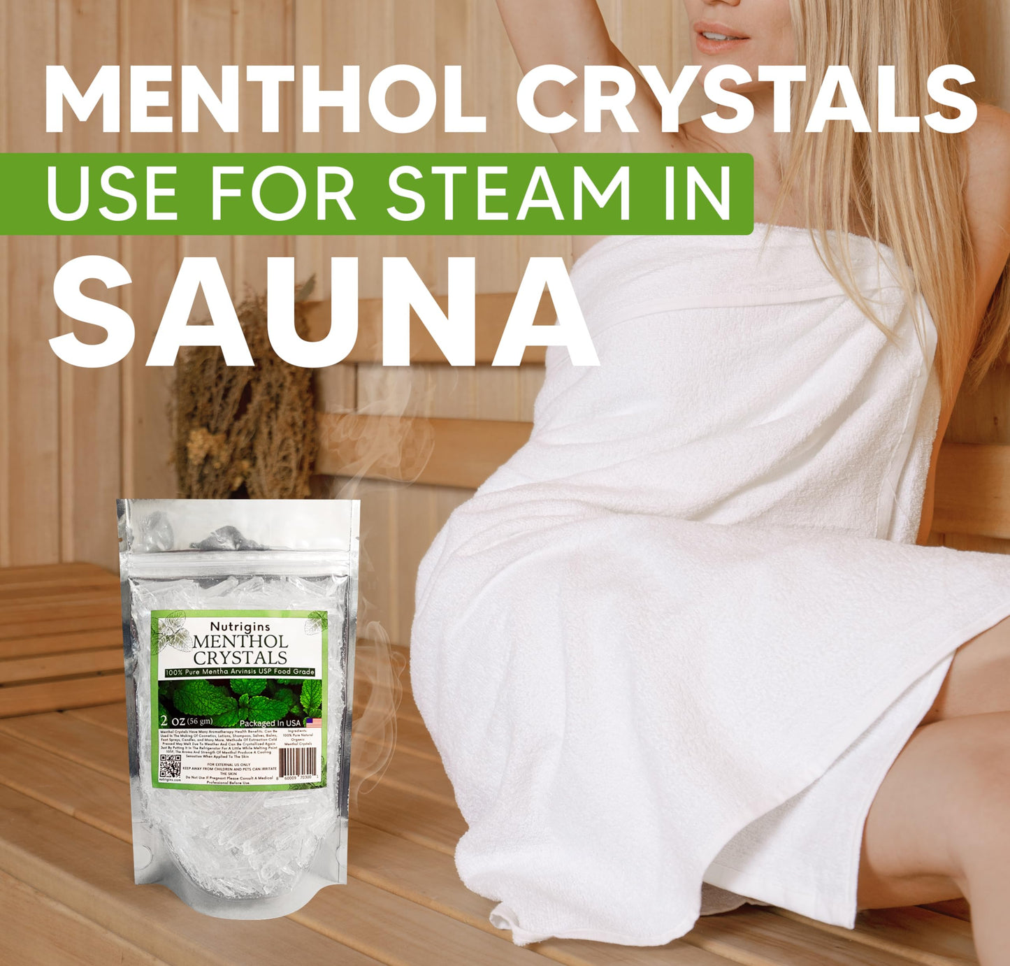 Nutrigins Menthol Crystals 2 oz – Pure Organic, 100% Natural
