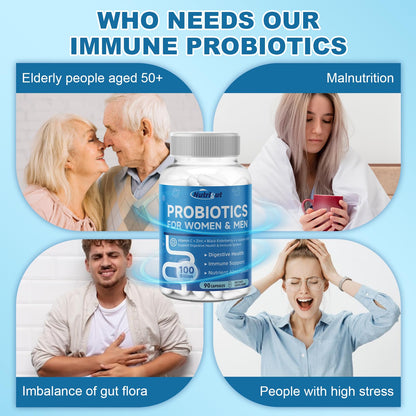 NutriGut Probiotics for Women & Men – 100 Billion CFUs, 90 Veggie Caps | Gut Health & Immune Support