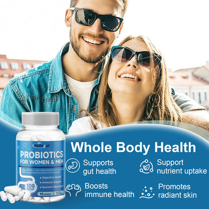 NutriGut Probiotics for Women & Men – 100 Billion CFUs, 90 Veggie Caps | Gut Health & Immune Support